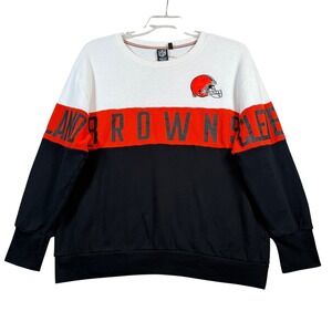 NFL Cleveland Browns Womens Crewneck Sweatshirt Large White Orange Black